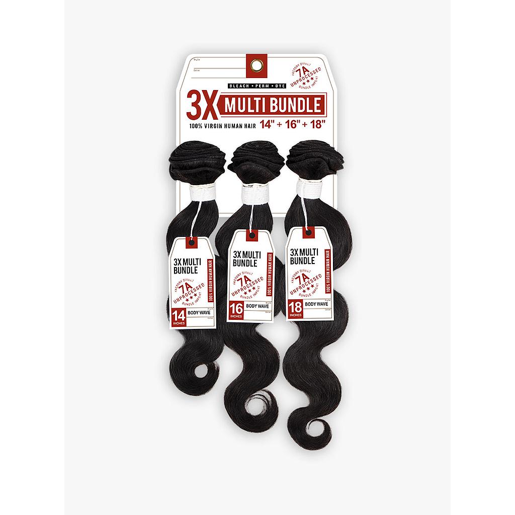 BARE&NATURAL BODY WAVE 14'' 16'' 18'' 7A 3X MULTI BUNDLE NATURAL