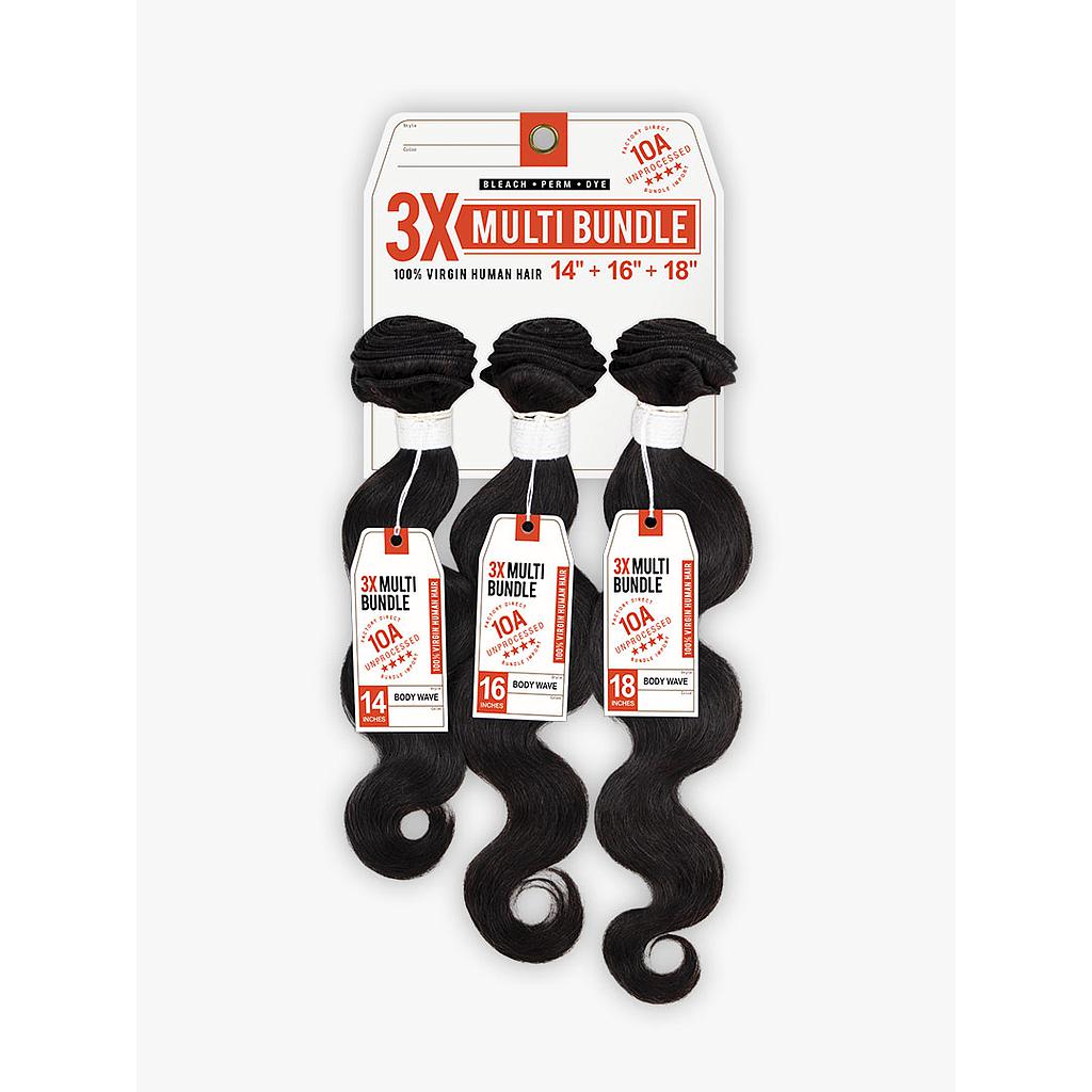 BARE&NATURAL BODY WAVE 12'' 14'' 16'' 10A 3X MULTI BUNDLE NATURAL